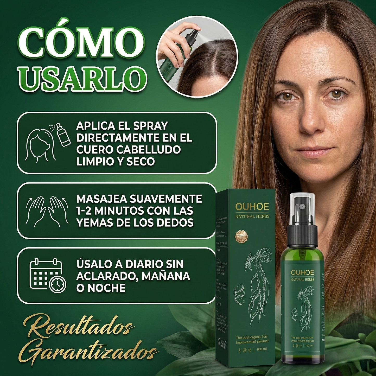 Elixir OUHOE 100ml con Ginseng – Crecimiento Capilar, Fortalecimiento y Control de Caída